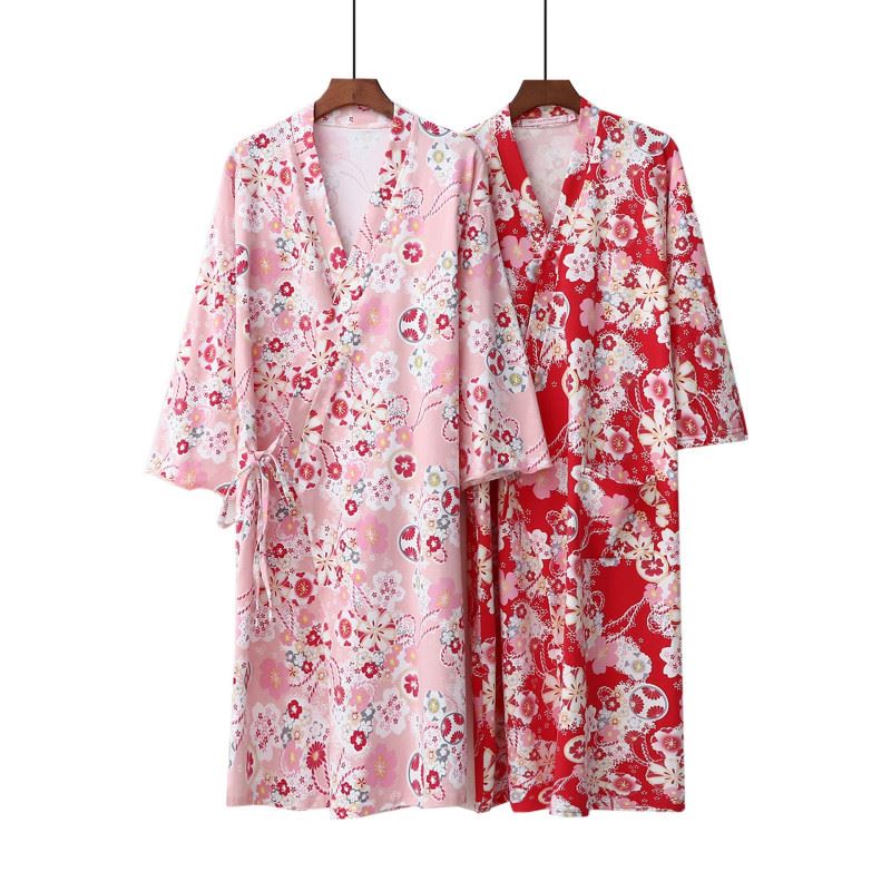 Silk Soft Printed Side Tied Housecoat